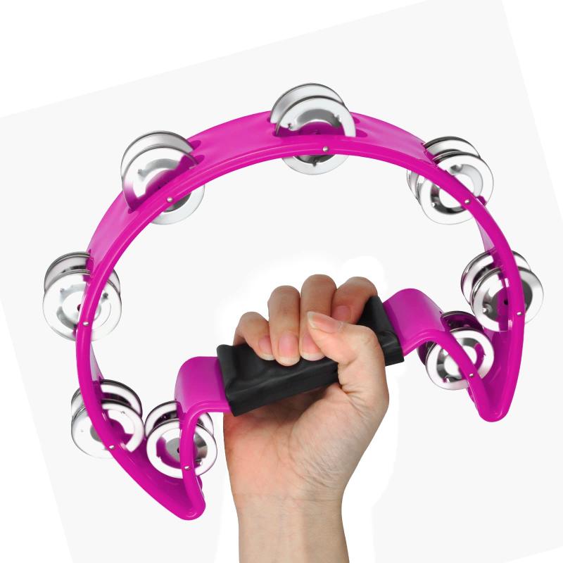 Tambourine EastRock Metal Jingles, roxo portátil para adultos
